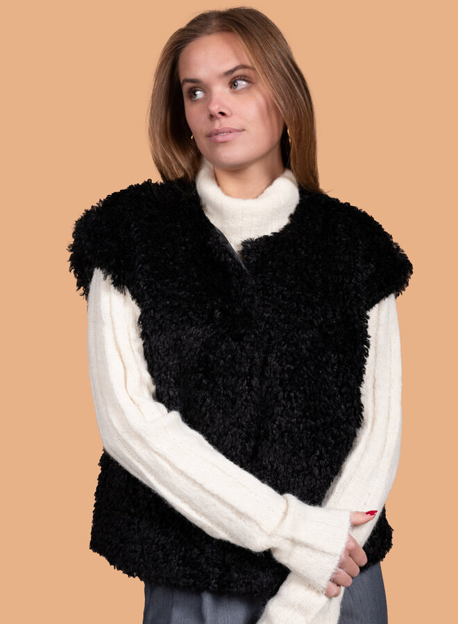 Gevoerd teddy gilet zwart