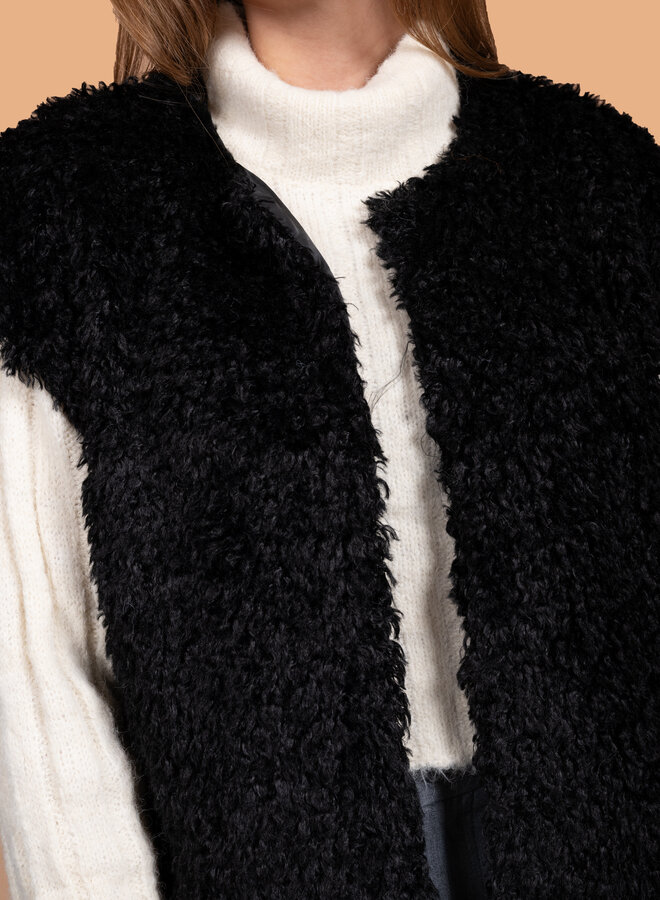 Gevoerd teddy gilet zwart