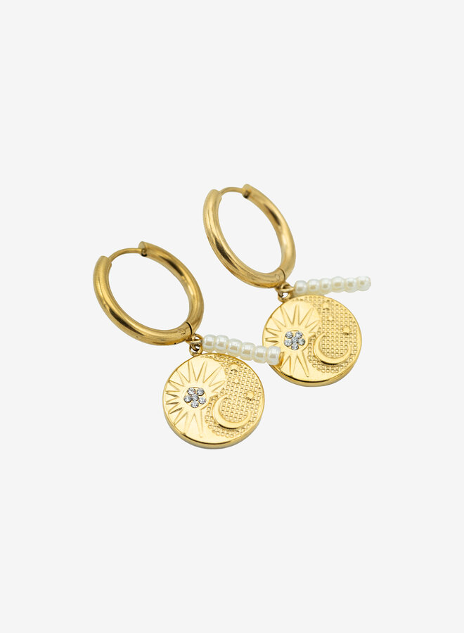 Bedel oorbellen pearl and glitter