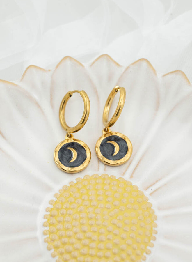 Bedel oorbellen black moon