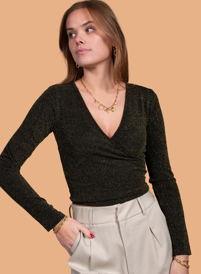Korte glitter top zwart