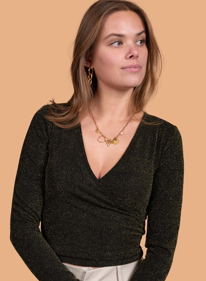 Korte glitter top zwart