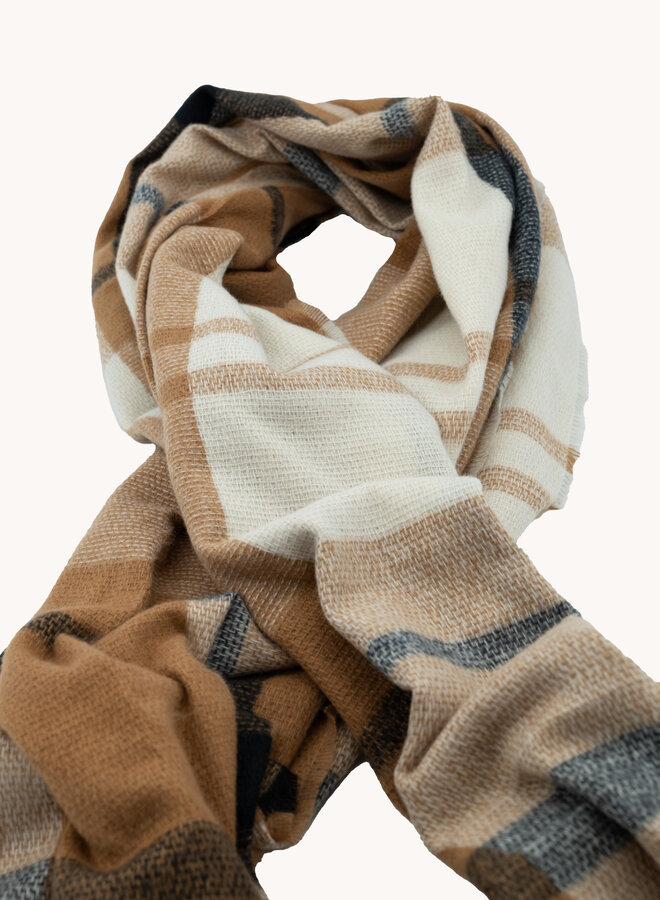 Geruite sjaal camel Alice