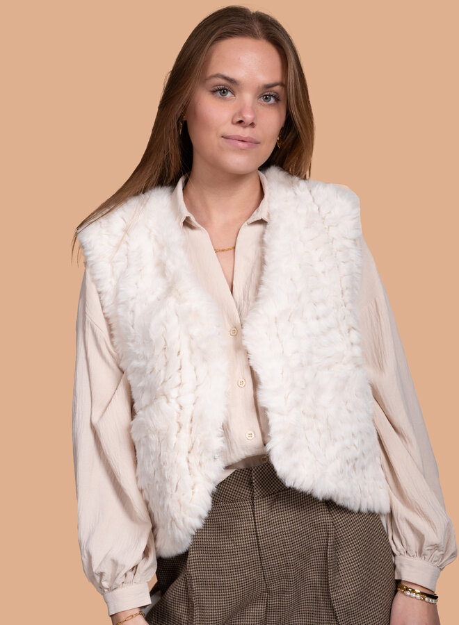 Fluffy gilet wit