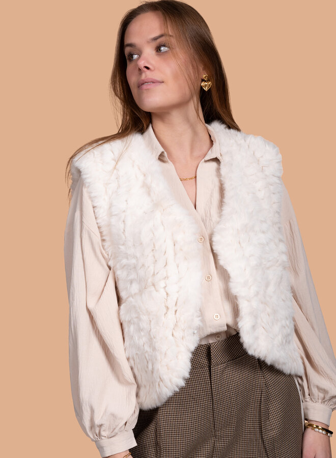 Fluffy gilet wit