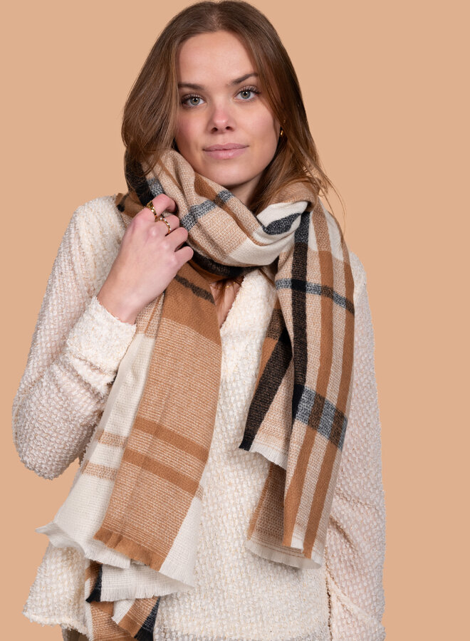 Geruite sjaal camel Alice