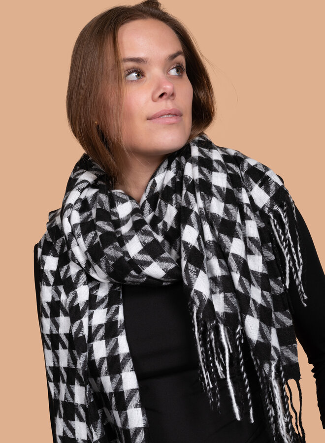 Sjaal ruiten zwart wit