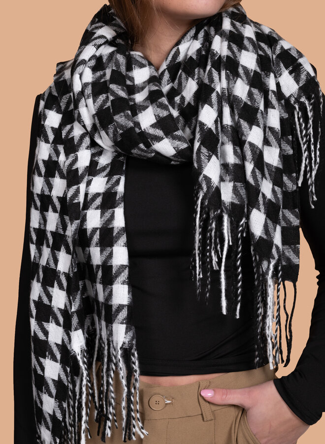 Sjaal ruiten zwart wit