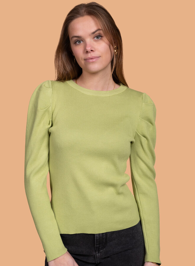 Top met kleine pofmouw groen lange mouwen