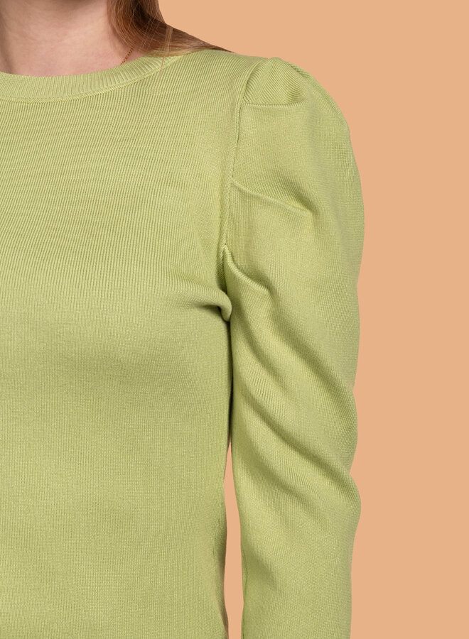 Top met kleine pofmouw groen lange mouwen