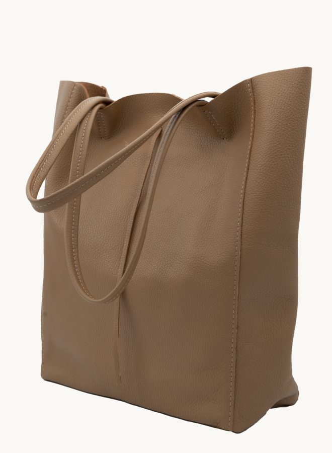 Shopper tas leer camel Mia