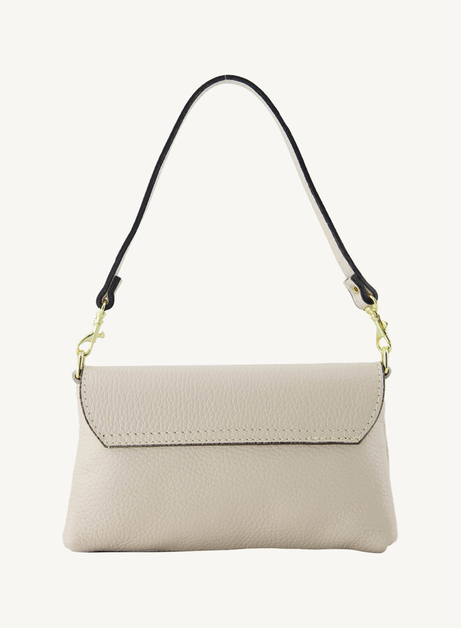 Leren schoudertas ecru Lara