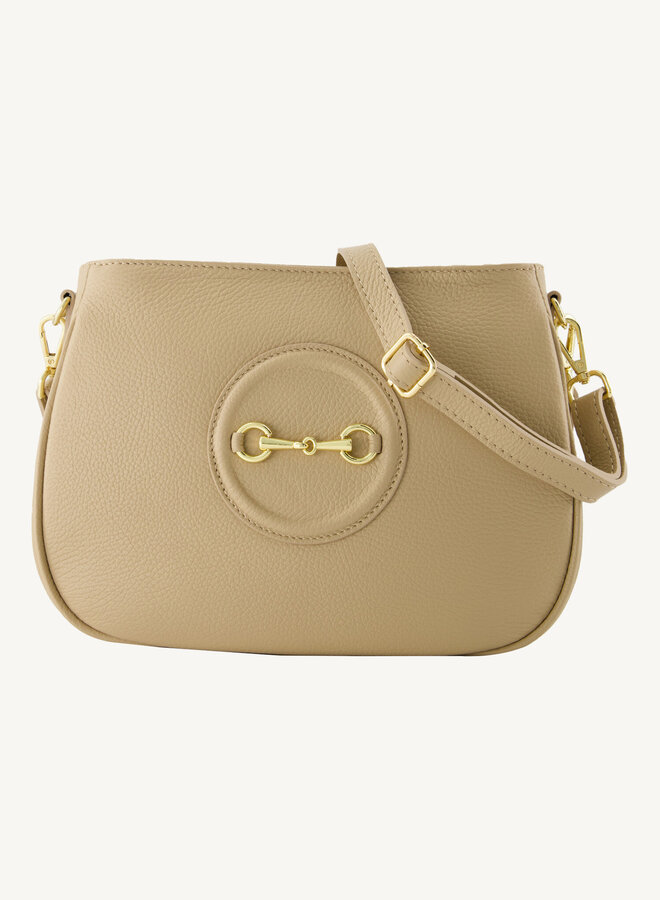 Schoudertas leer luxe taupe Hannah