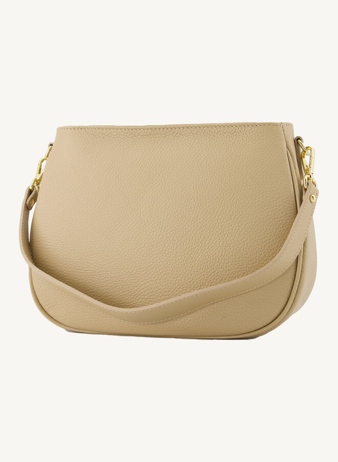 Schoudertas leer luxe taupe Hannah
