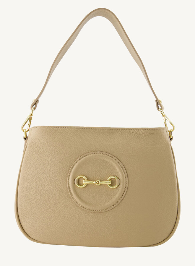Schoudertas leer luxe taupe Hannah
