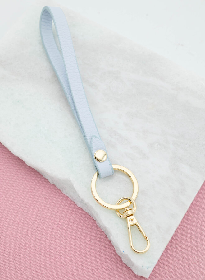 Sleutelhanger leer babyblauw