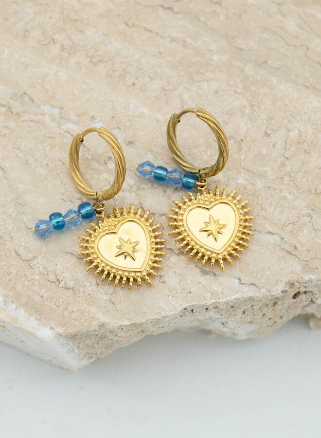 Bedel oorbellen blue heart