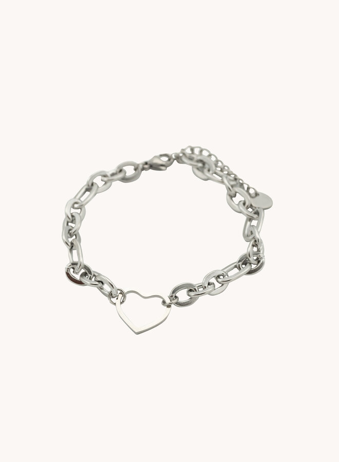 Bedel armband bold with open heart zilver