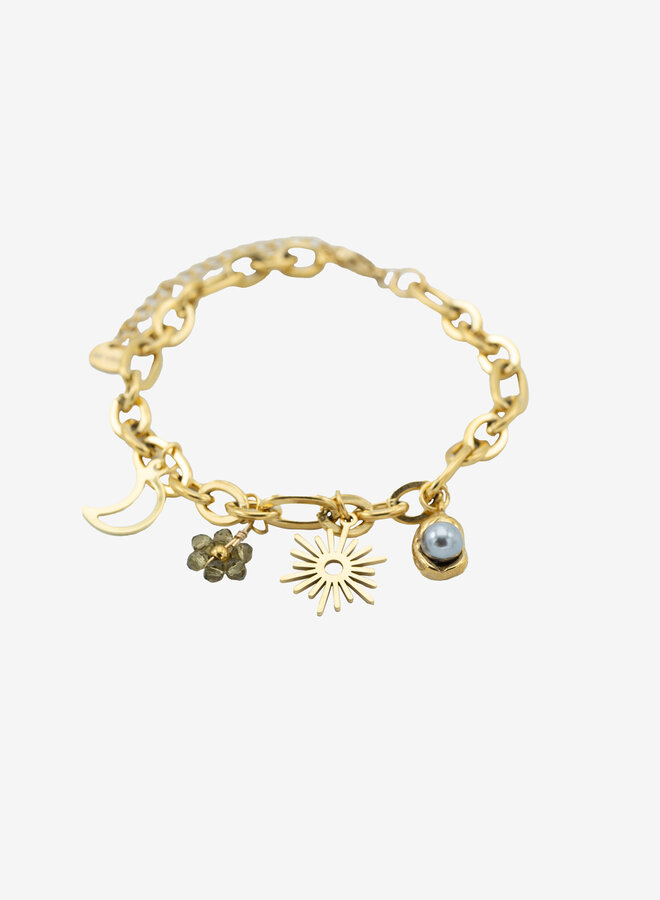 Bedelarmband black pearl