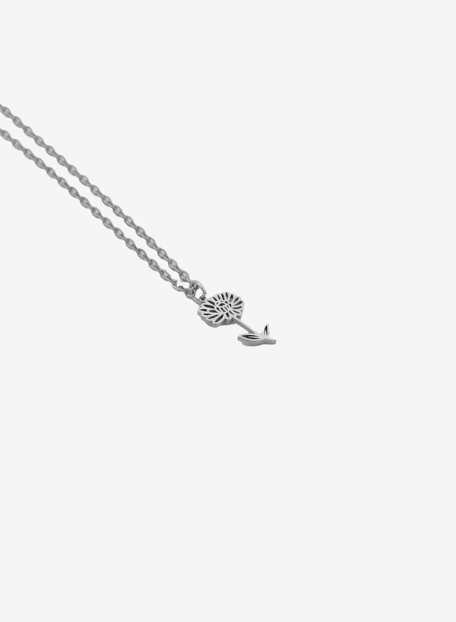Ketting geboortebloem chrysant november zilver