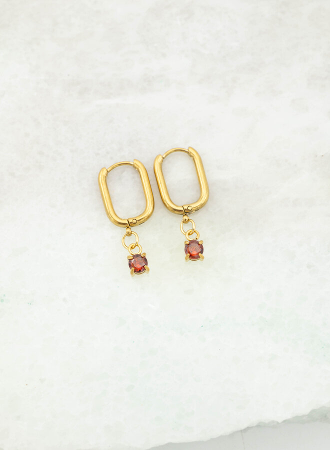 Oorbellen geboortesteen granaat januari