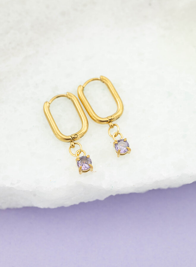 Oorbellen geboortesteen amethist februari