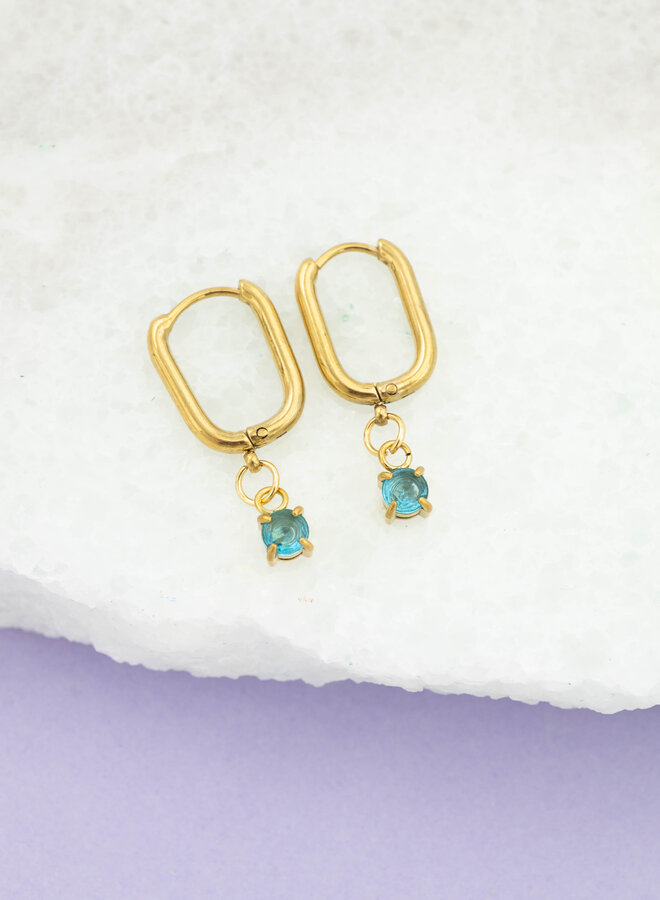 Oorbellen geboortesteen aquamarijn maart