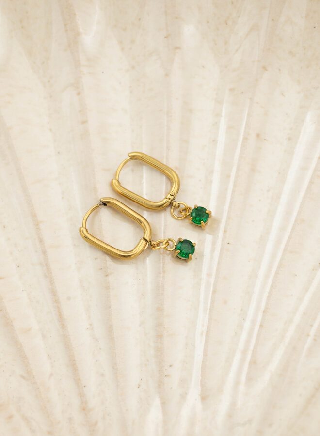 Oorbellen geboortesteen smaragd mei