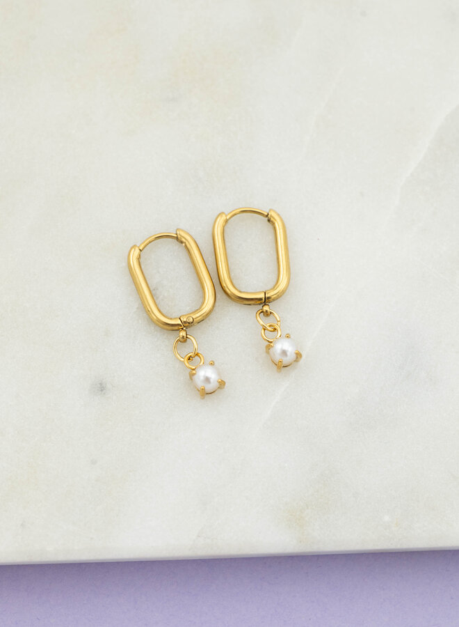 Oorbellen geboortesteen parel juni