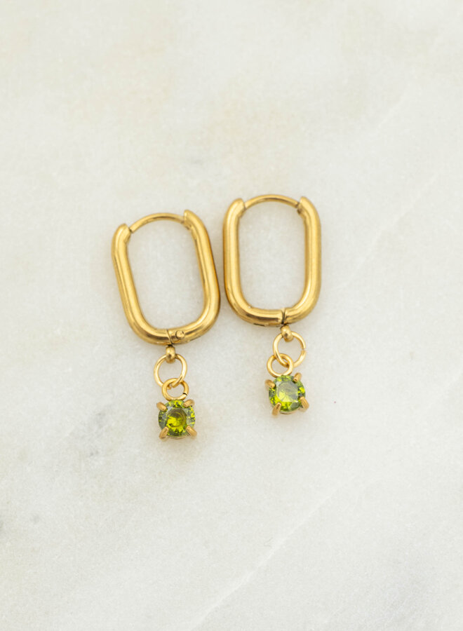 Oorbellen geboortesteen peridoot augustus