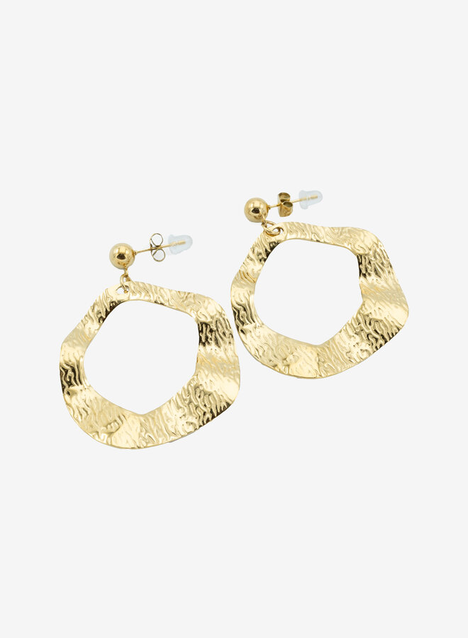 Statement oorbellen ruwe ring