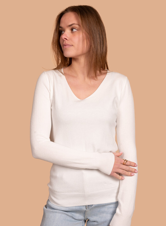 Basic top v hals wit