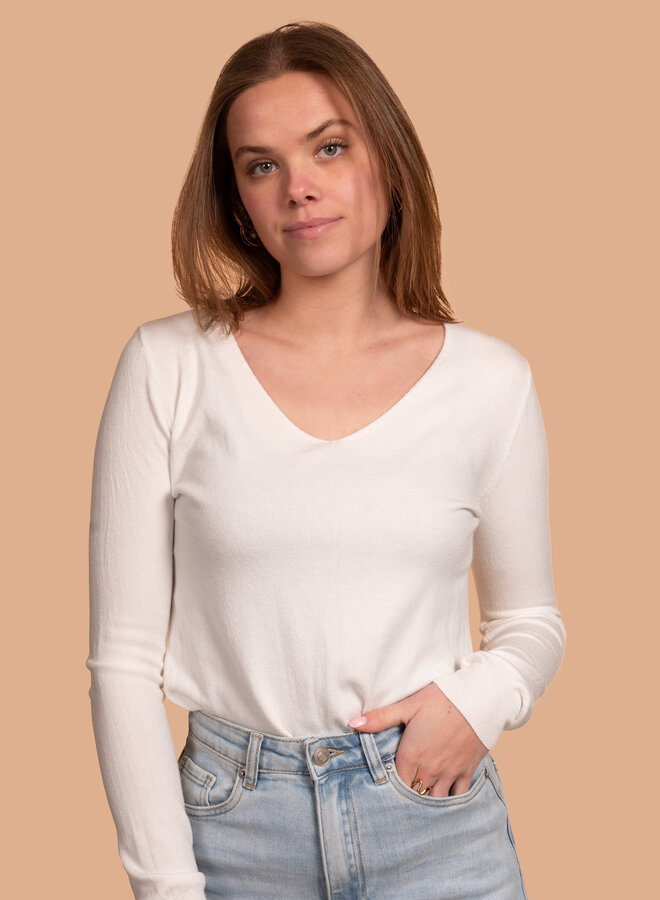 Basic top v hals wit