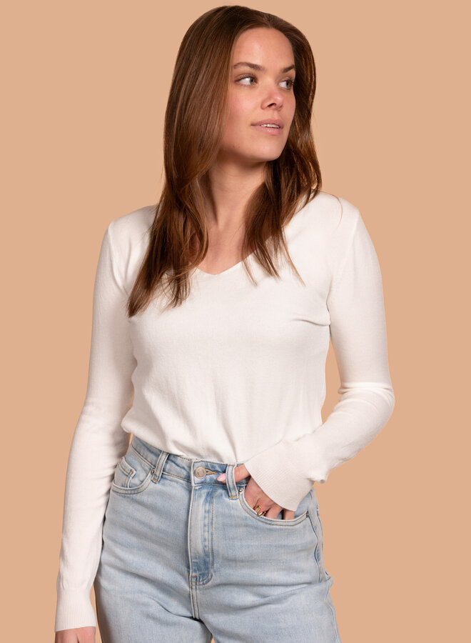 Basic top v hals wit