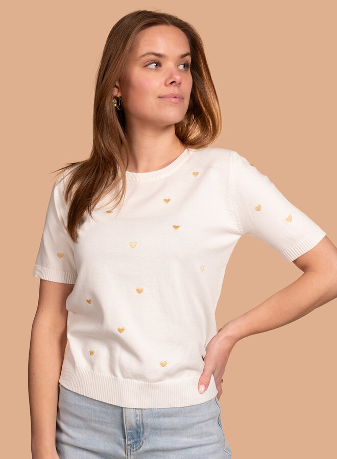 Top met hartjes goud
