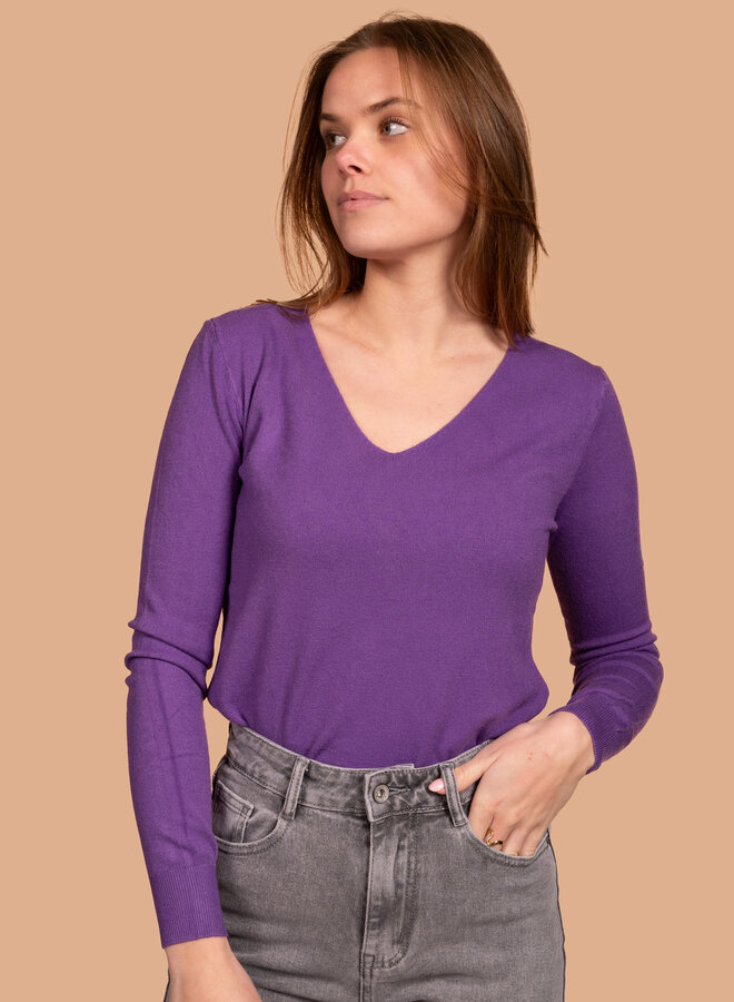 Basic top v hals lila