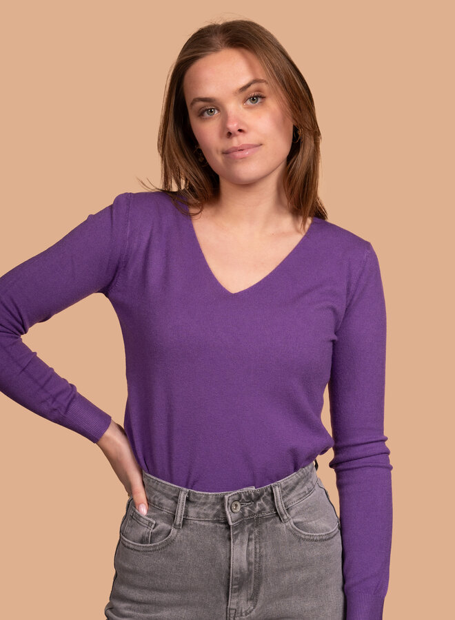 Basic top v hals lila