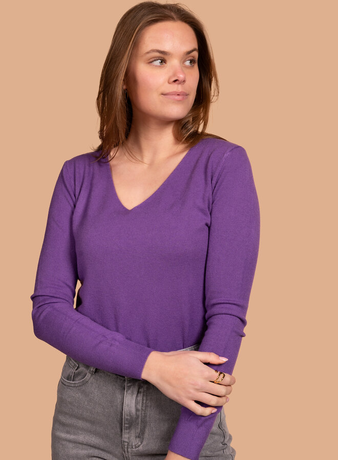 Basic top v hals lila