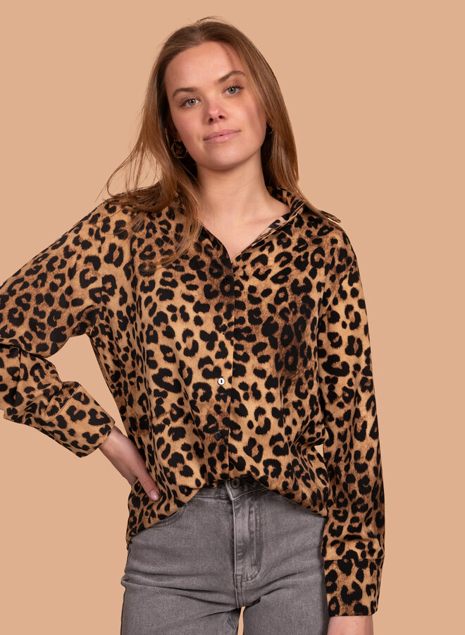 Blouse met luipaard print