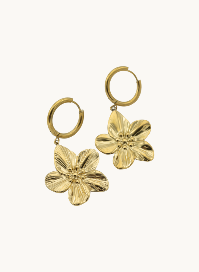 Bedel oorbellen flower goud