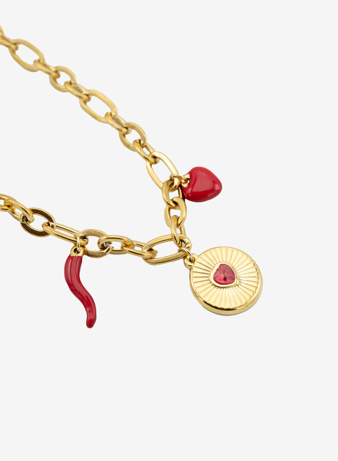 Bedelketting cute red goud
