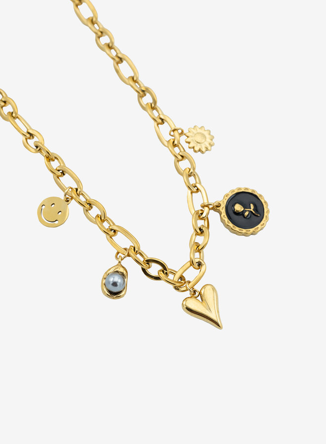 Bedelketting touch of blue and gray goud