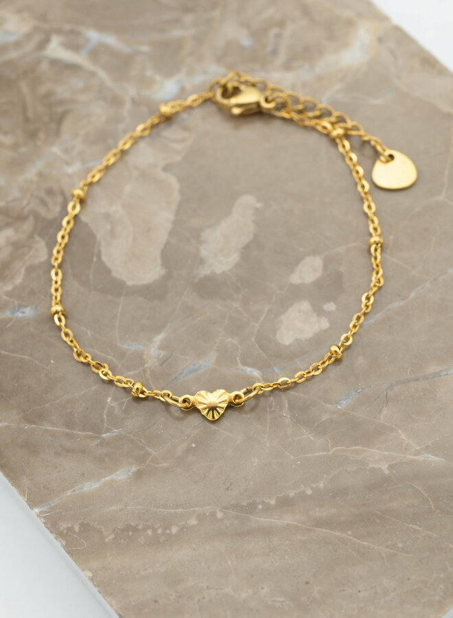 Bedel armband cute little heart goud