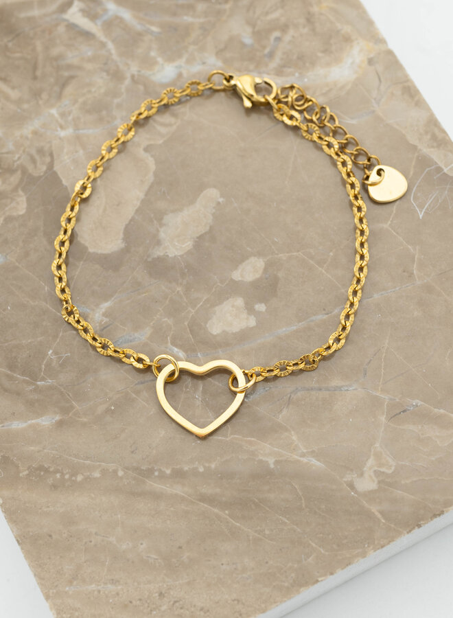 Bedel armband cute open heart goud