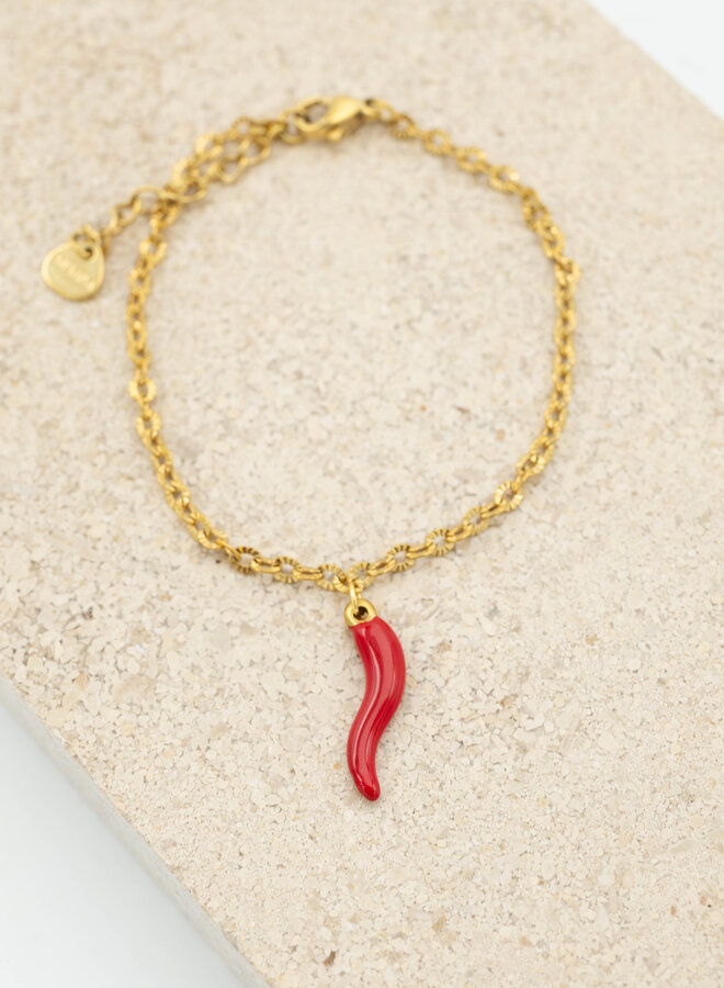 Bedel armband red pepper goud