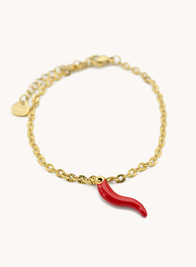 Bedel armband red pepper goud