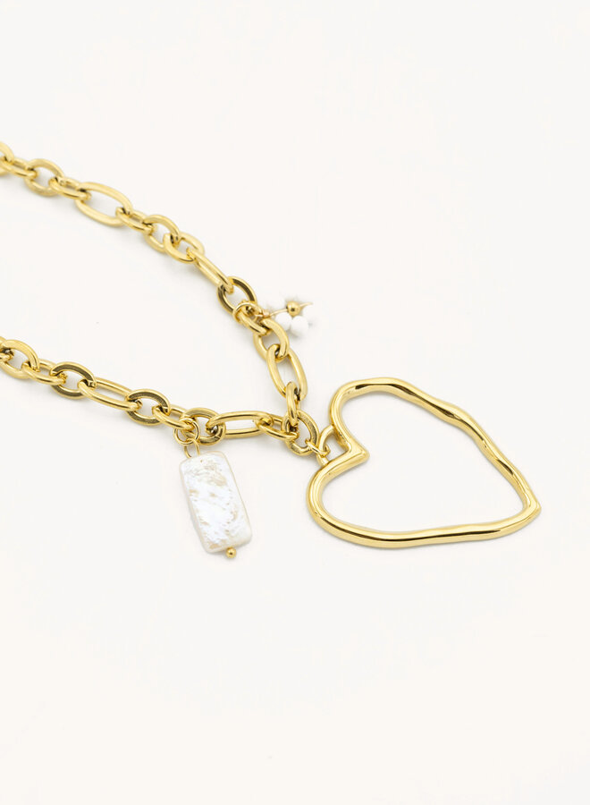 Bedel ketting big big heart goud