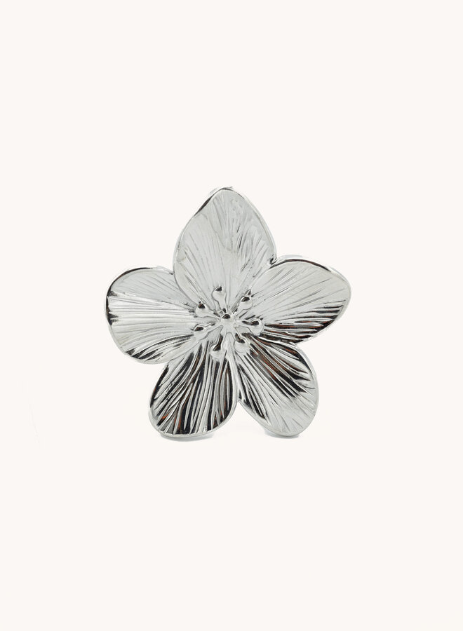 Ring big flower zilver zilver