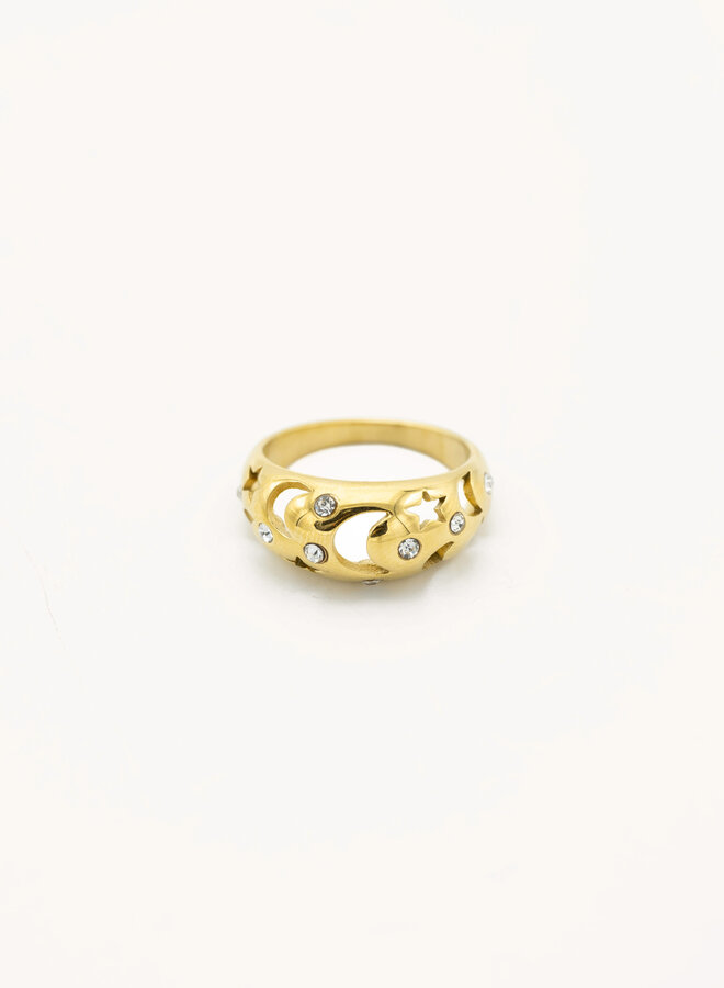 Ring stars and moon goud