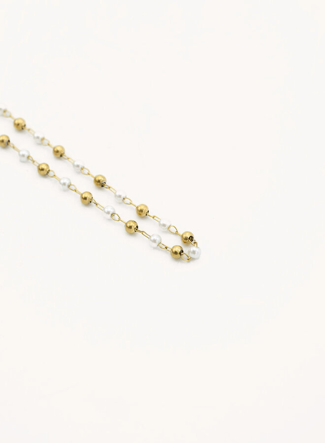 Ketting white and gold goud